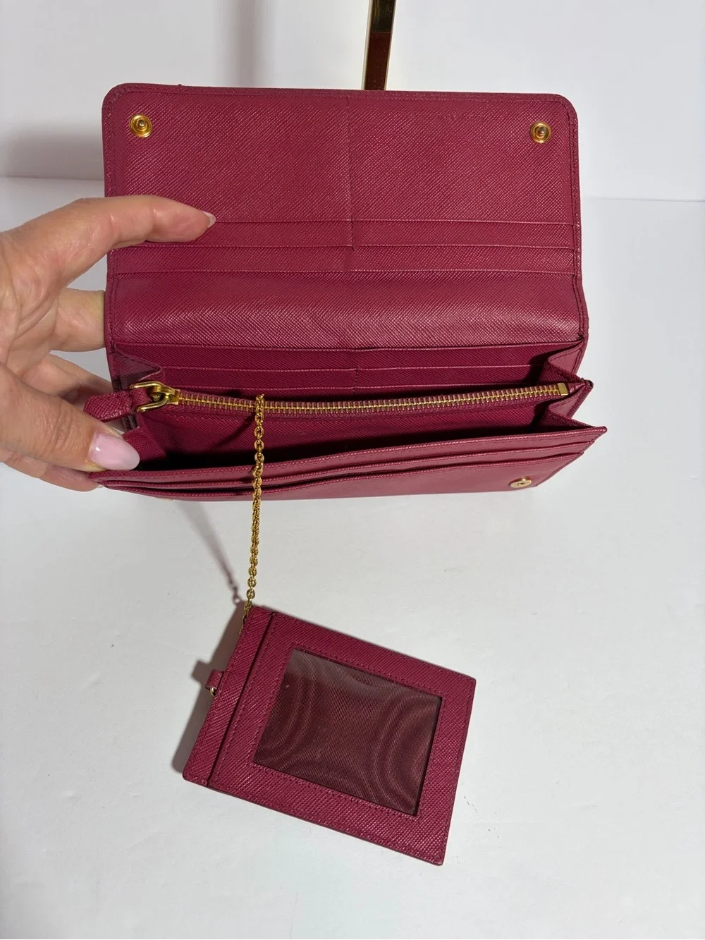 AUTHENTIC PRADA Women's Saffiano Leather Wallet - Rose